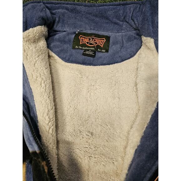 Trail Crest Vest Mens Medium Blue Bald Eagle Trees Fleece Sherpa Lined Nature - Picture 4 of 7